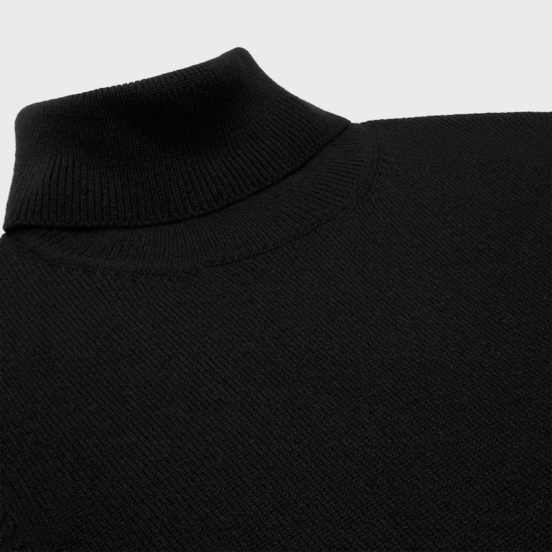 JERSEY CON CUELLO ALTO DE CACHEMIRA ESCOCESA - NEGRO -  - 1 | CELINE
