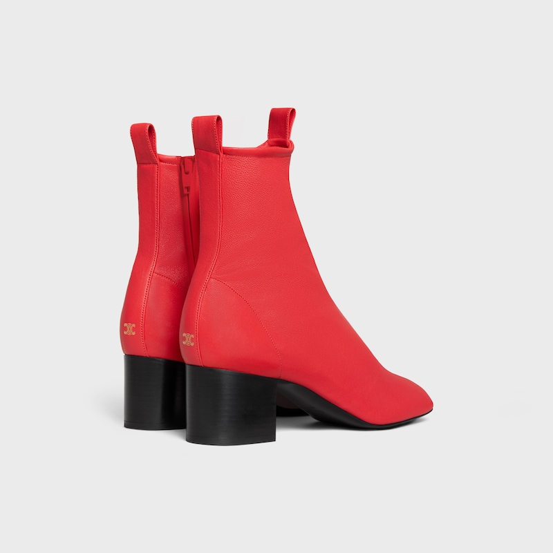 CHERI - ZIPPED BOOT IN Stretch Lambskin - BRIGHT RED -  - 1 | CELINE