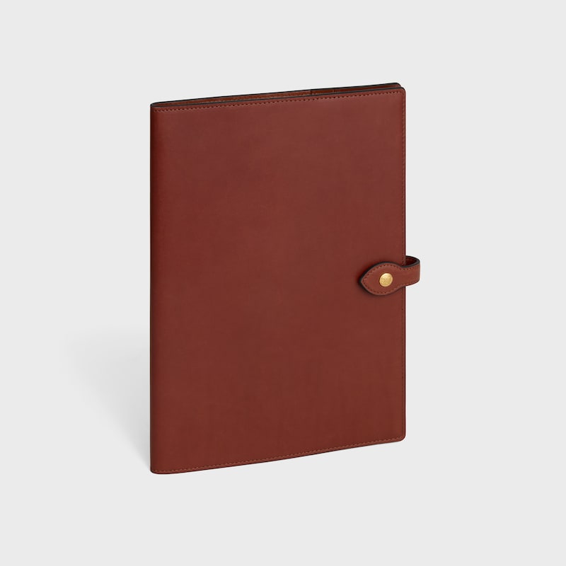 LARGE NOTEBOOK COVER WITH POUCH IN NATURAL CALFSKIN - TECK - STATIONERY - 1 | CELINE