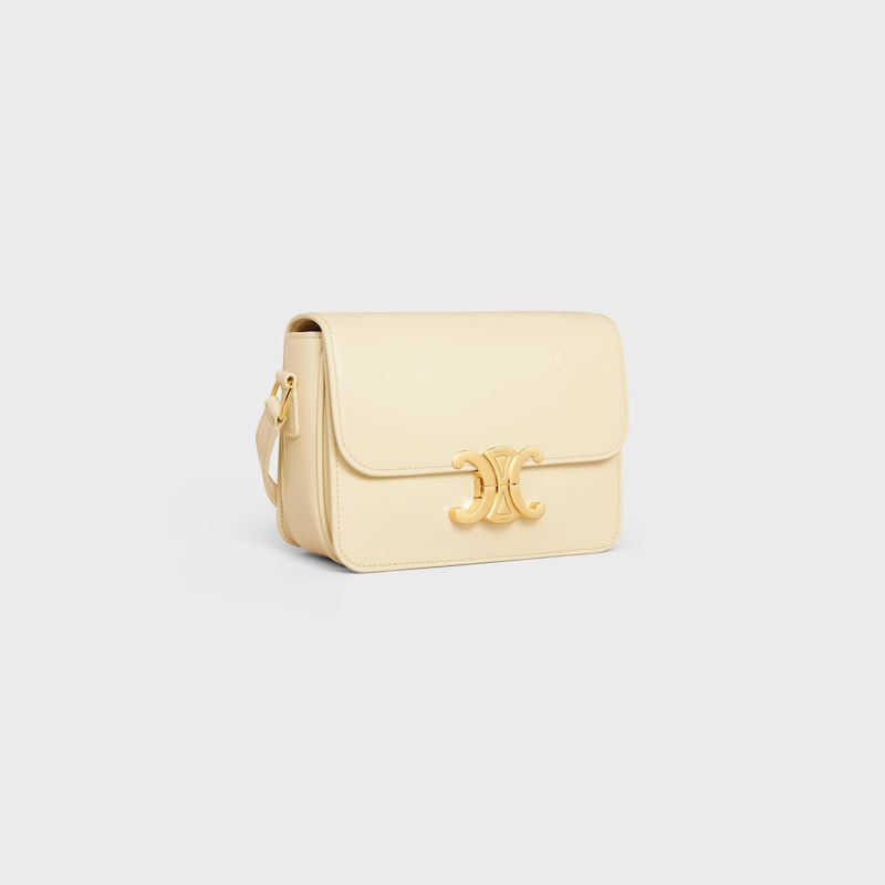 Teen Triomphe Bag in shiny calfskin - SOFT YELLOW - SHOULDER BAGS - 1 | CELINE
