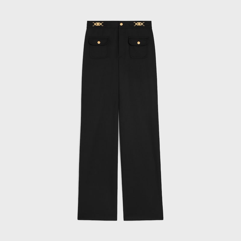 pantalones con cadena gourmette de punto diagonal de lana - NEGRO -  - 1 | CELINE
