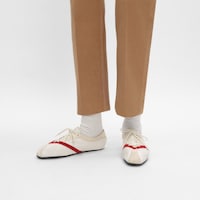 THE FLAT SNEAKER IN GROS GRAIN, VELVET, SUEDE GOATSKIN AND LAMBSKIN - WHITE/RED -  - 2 | CELINE