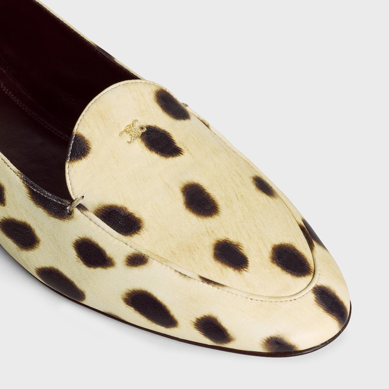 AURA LOAFER IN LEOPARD PRINTED LAMBSKIN - BEIGE/BROWN -  - 1 | CELINE