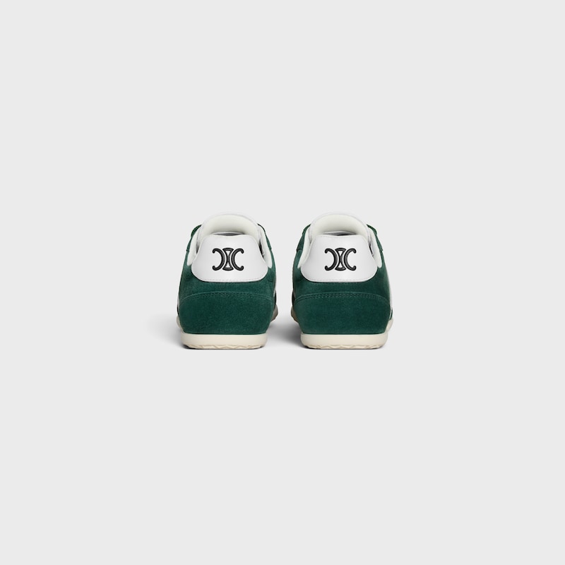 CELINE JOGGER LOW LACE-UP SNEAKER WITH TRIOMPHE IN SUEDE CALFSKIN AND CALFSKIN - BOTTLE GREEN -  - 1 | CELINE