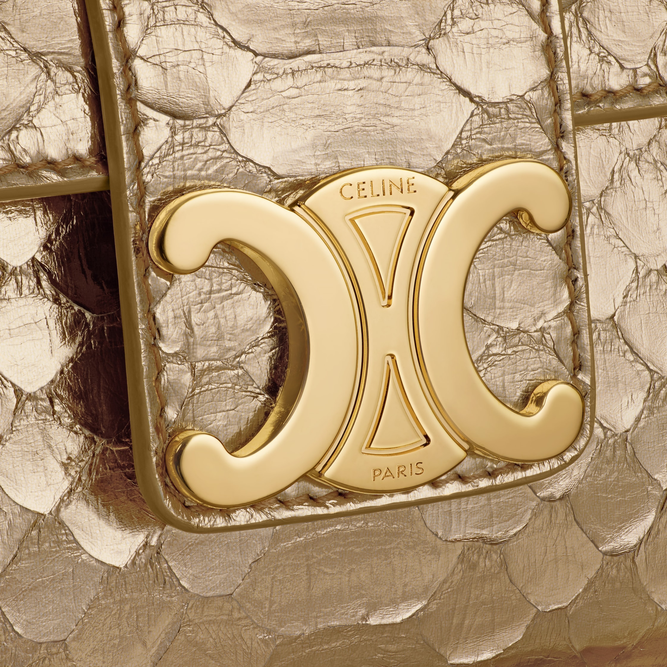 【直営】CELINE ヴィクトワール バッグ ラミネートパイソン TEEN CELINE VICTOIRE BAG in LAMINATED PYTHON - GOLD | CELINE