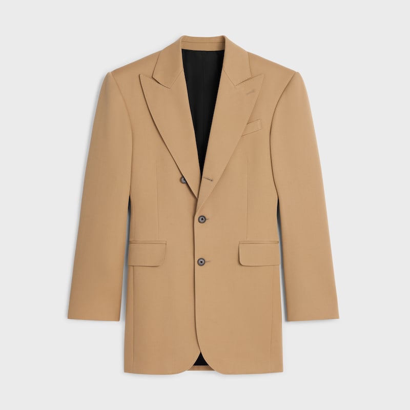 colonne jacket IN DIAGONAL WOOL - CARAMEL -  - 1 | CELINE