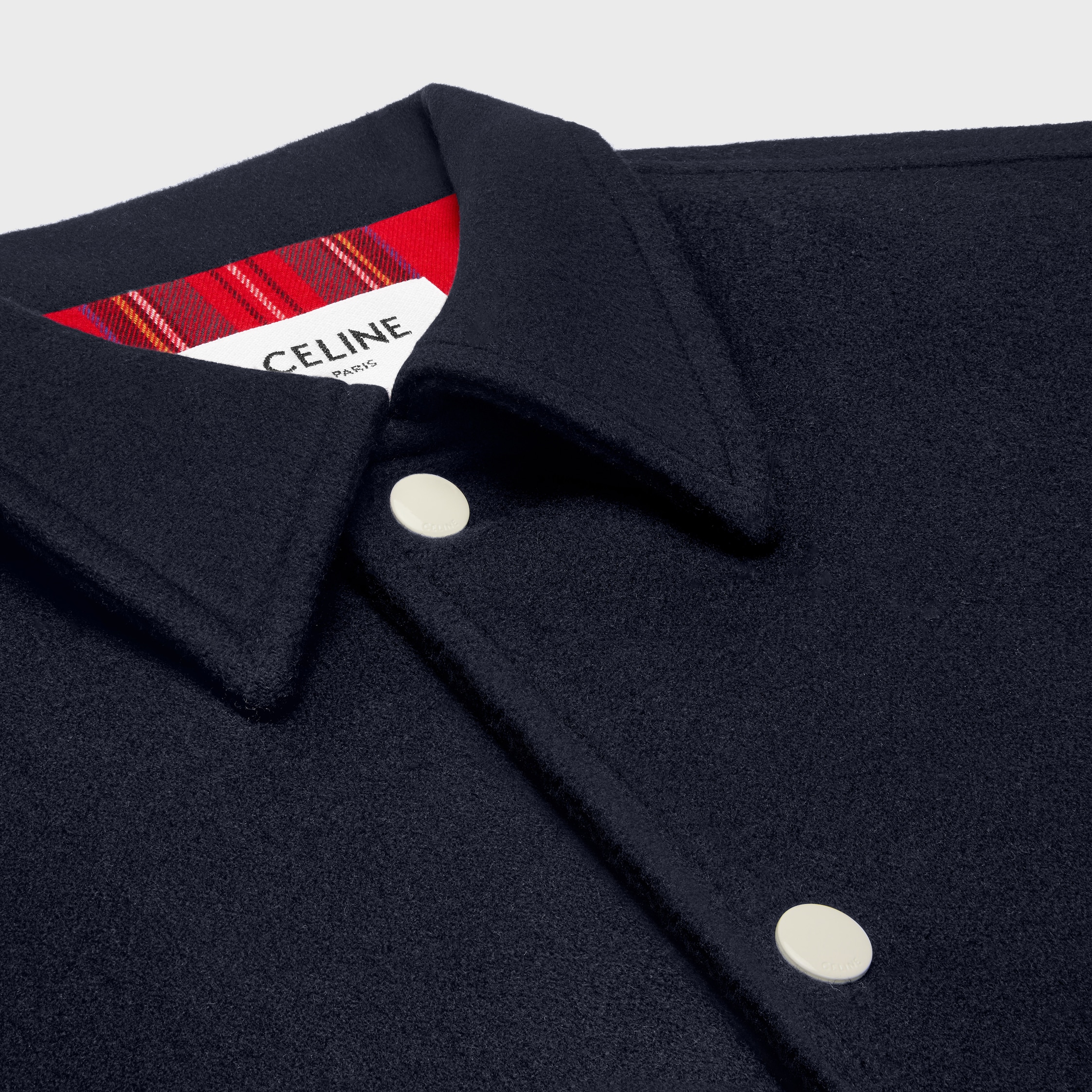 セリーヌ EGG COAT IN DOUBLE FACE WOOL コート EGG COAT IN DOUBLE FACE WOOL - NOIR/ROUGE | CELINE