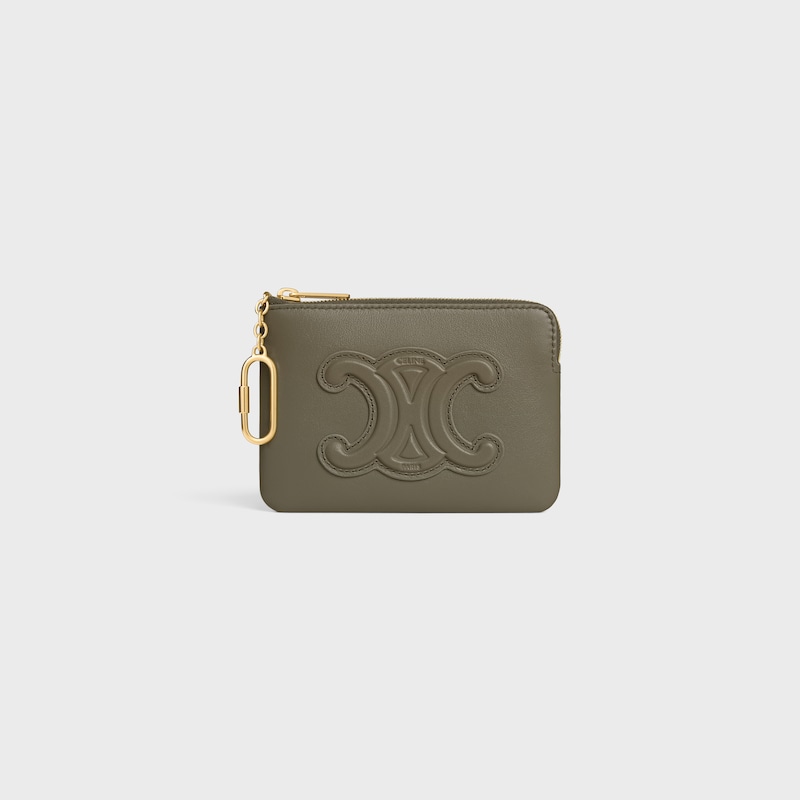 Coin Purse Cuir Triomphe IN smooth calfskin - GOLDEN KHAKI - COIN AND CARD HOLDERS - 1 | CELINE