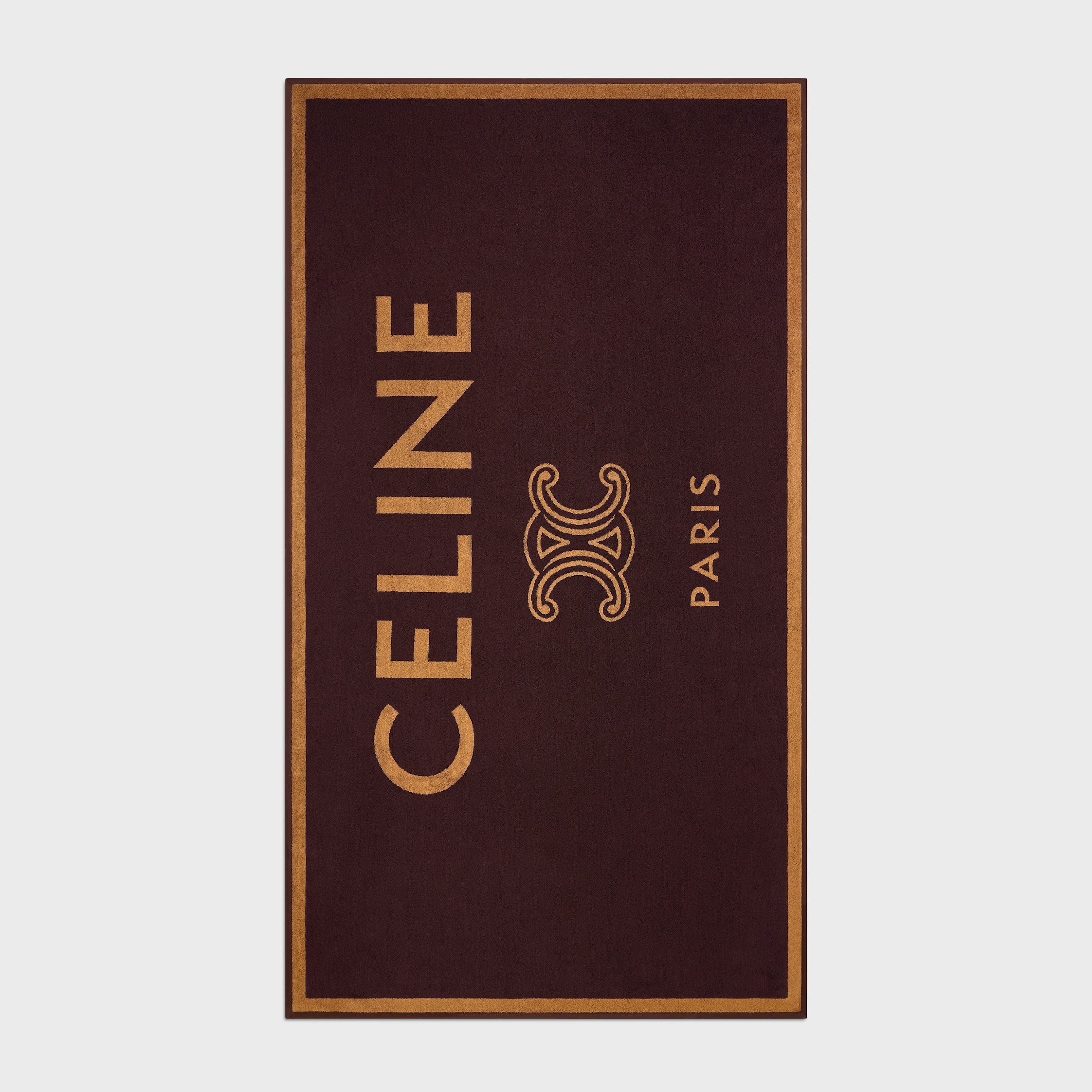 BEACH TOWEL IN CELINE TRIOMPHE TERRY COTTON - MAHOGANY / CAMEL
