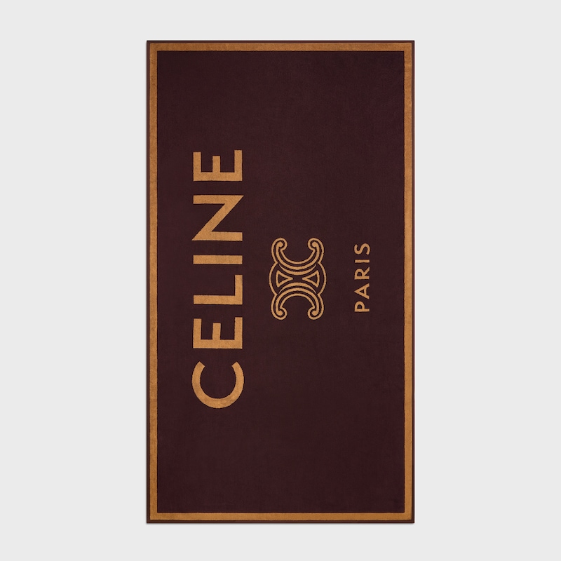 비치 타월 - CELINE 트리옹프 테리 코튼 - 마호가니 / 카멜 -  - 1 | CELINE