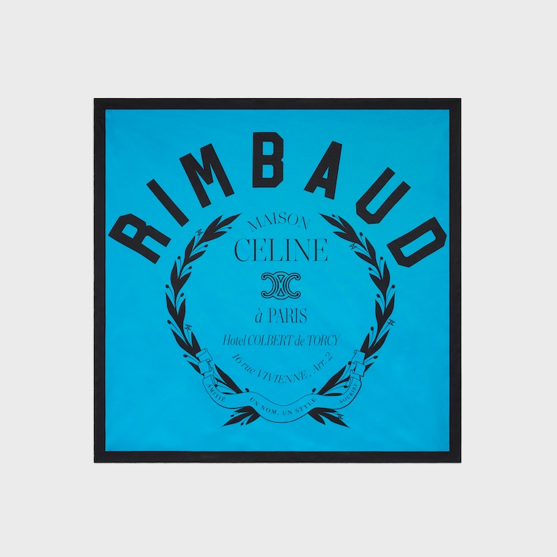 square IN silk twill - TURQUOISE/BLACK -  - 1 | CELINE