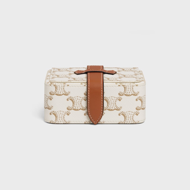 Small Jewels Case in Triomphe Canvas and Calfskin - WHITE - TRAVEL - 1 | CELINE