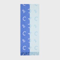 스카프 - 울 & 캐시미어 - 로열 블루 / 오프 화이트 -  - 1 | CELINE