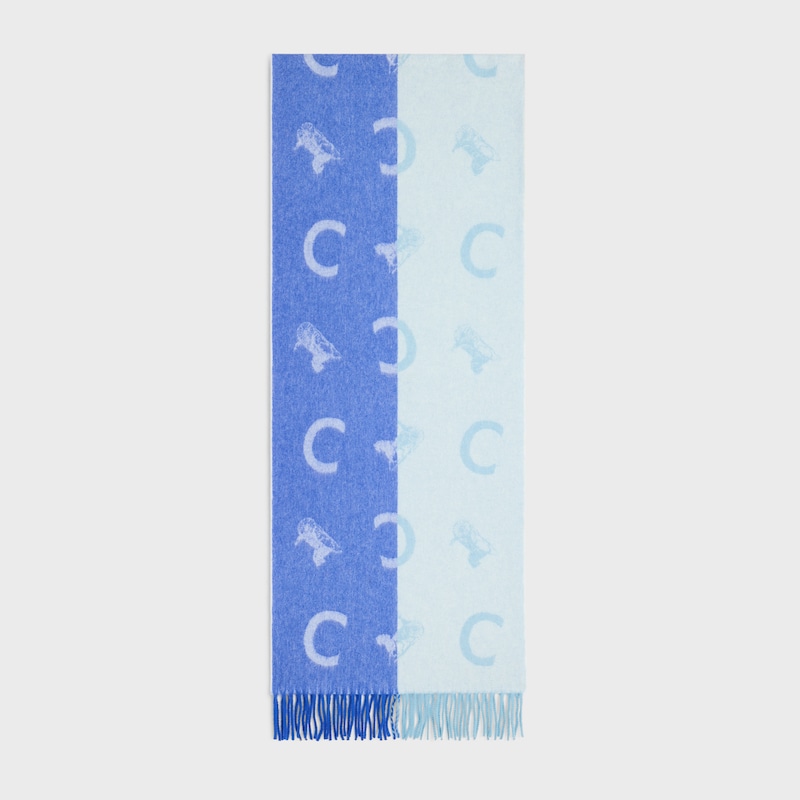 cachecol EM LÃ E caxemira - AZUL ROYAL / OFF WHITE - - 1 | CELINE