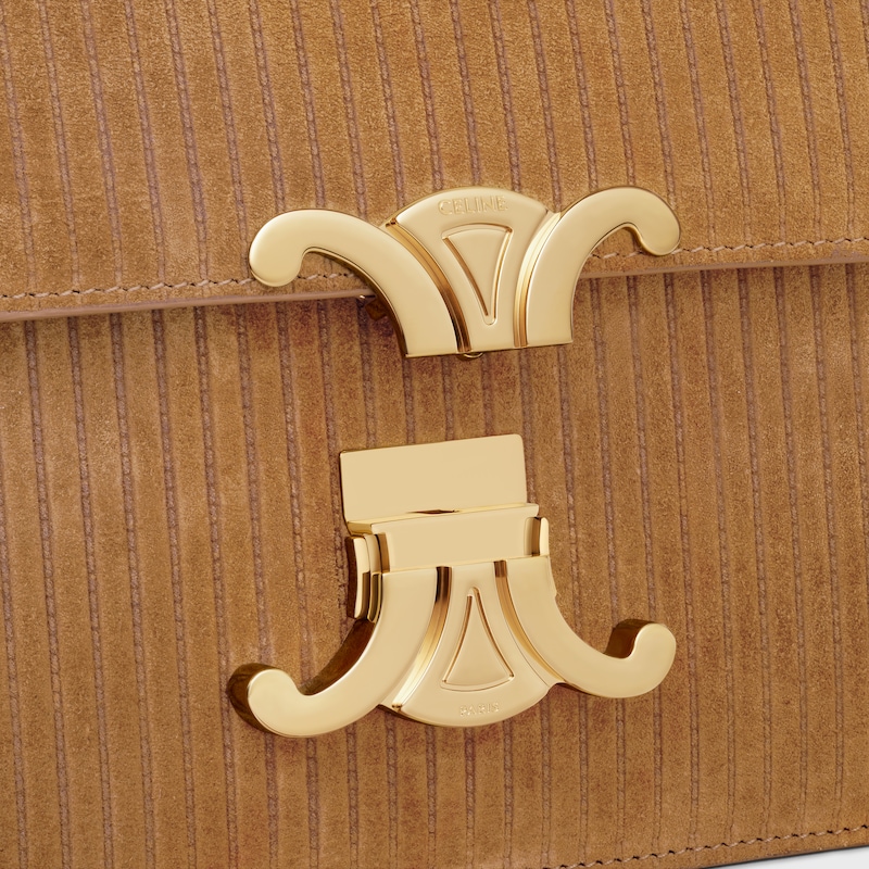 Teen Triomphe Bag in STRIPED SUEDE CALFSKIN - TOBACCO - TRIOMPHE - 1 | CELINE