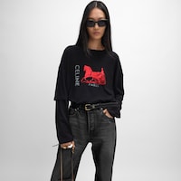 double layers t-shirt IN FINE COTTON JERSEY - BLACK/RED/WHITE -  - 2 | CELINE