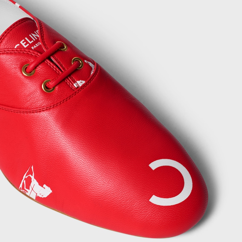 CHAUSSURE À LACETS BALLET EN Cuir d'agneau imprimé "C" ET "Calèche" - ROUGE/BLANC -  - 1 | CELINE