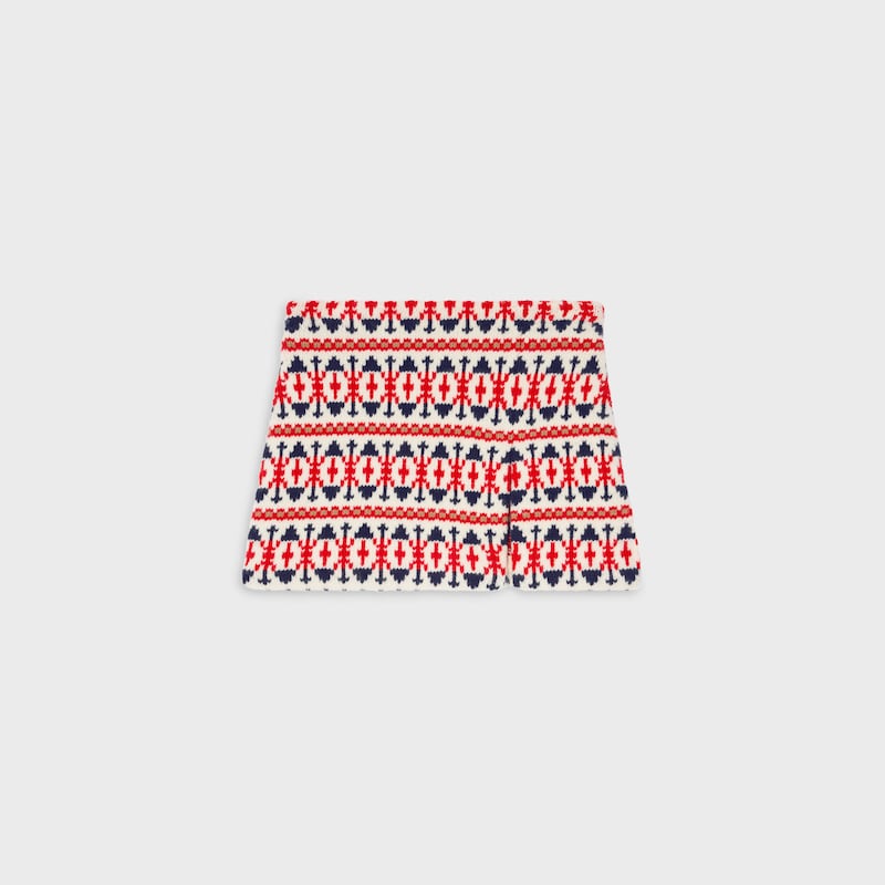 mini skirt IN FAIR ISLE WOOL AND CASHMERE - WHITE / BLUE / RED -  - 1 | CELINE