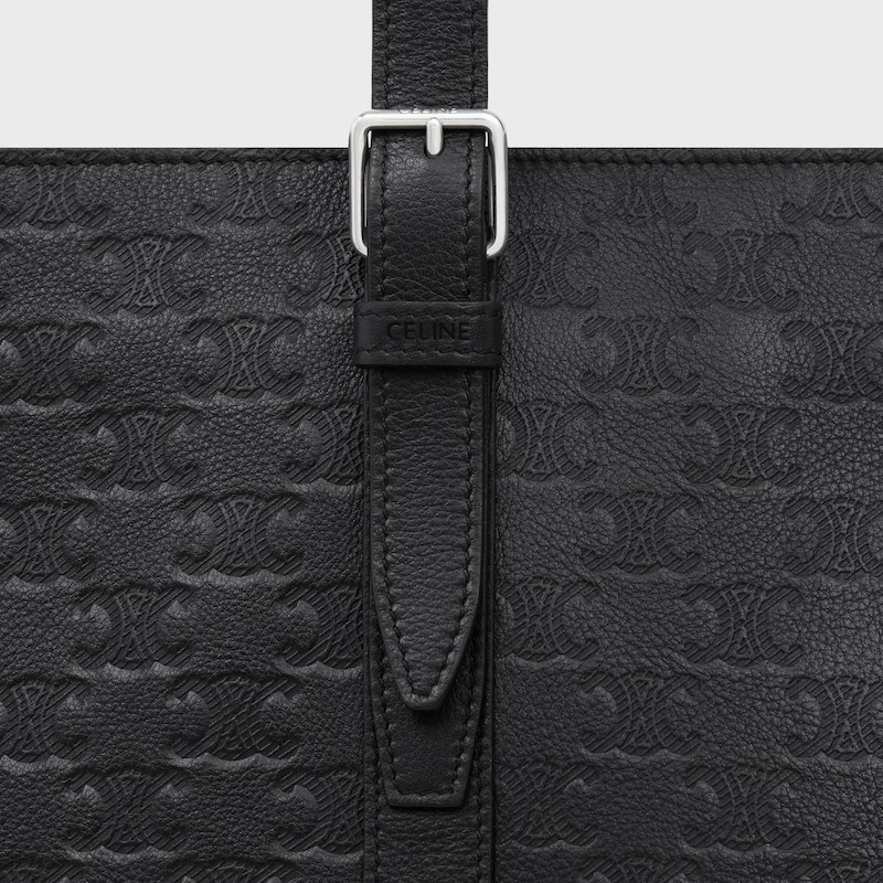 CABAS WITH BUCKLE in Calfskin with triomphe embossed - BLACK - CABAS - 1 | CELINE
