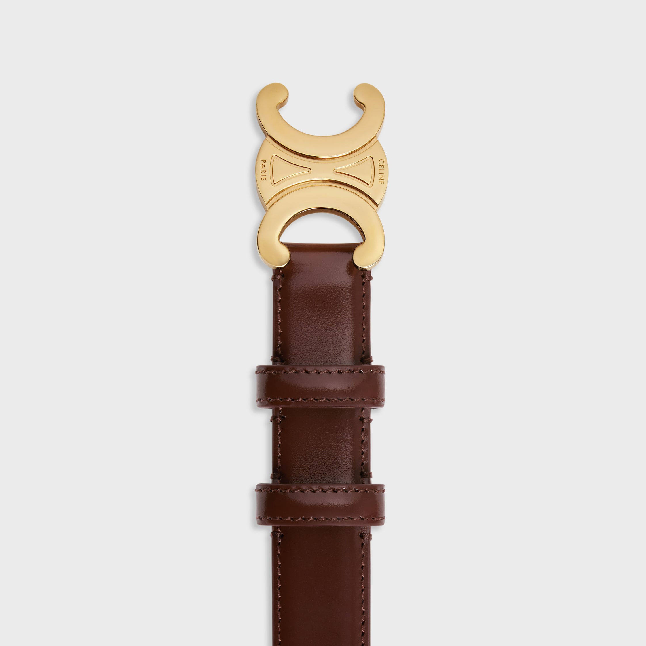 Medium 25MM Triomphe Belt in Taurillon Leather - CHESTNUT