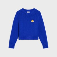羊絨桑蠶絲混紡圓領毛衣 - 寶藍色 -  - 1 | CELINE