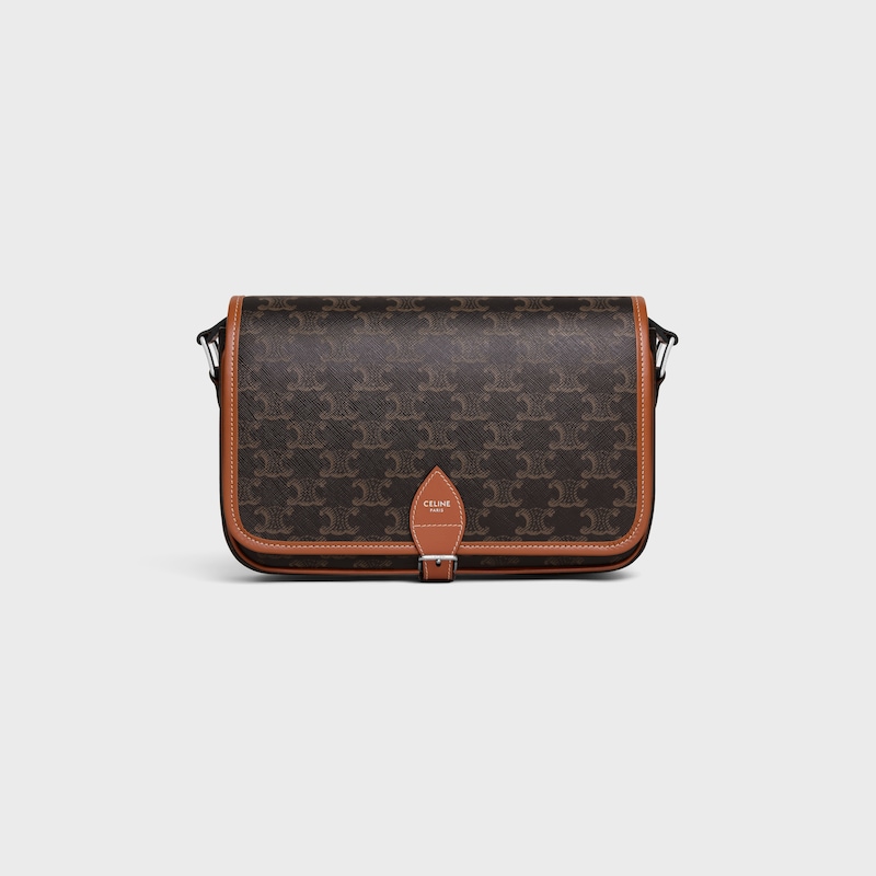 SMALL FOLCO MESSENGER IN Triomphe Canvas and calfskin - TAN - CELINE ESSENTIALS - 1 | CELINE