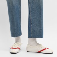 THE FLAT SNEAKER IN GROS GRAIN, VELVET, SUEDE GOATSKIN AND LAMBSKIN - WHITE/RED -  - 2 | CELINE