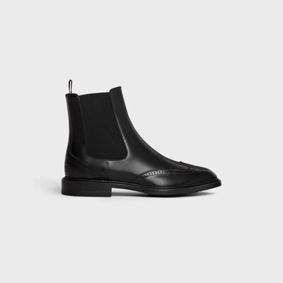 CELINE DONAVAN CHELSEA BOOT WITH BROGUES in POLISHED BULL - BLACK -  - 5 | CELINE