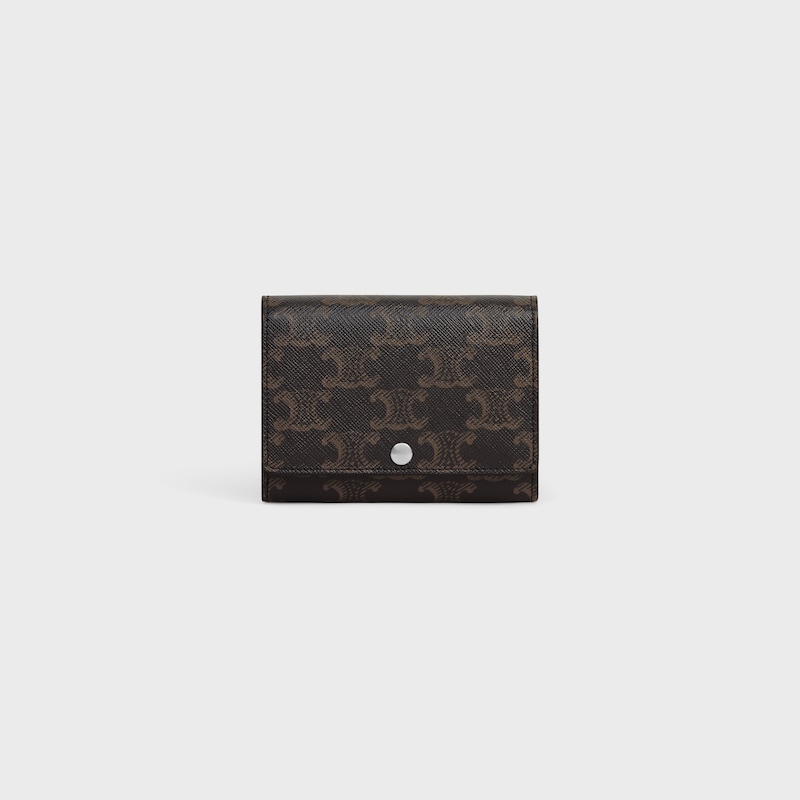 Business Card Holder in Triomphe Canvas - TAN - TRIOMPHE CANVAS COLLECTION - 1 | CELINE