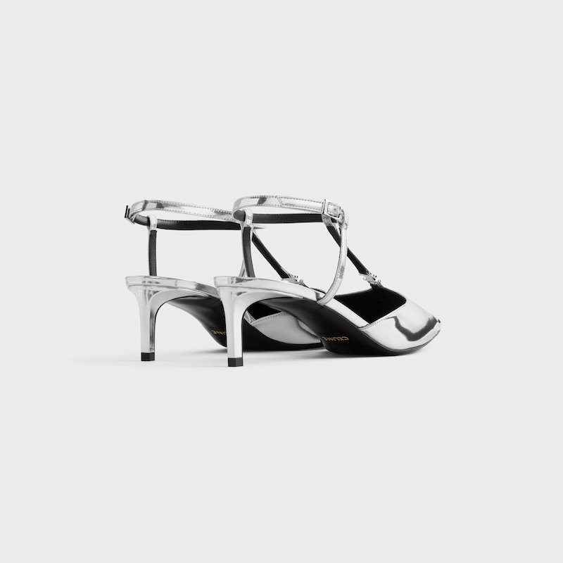 CELINE KITTEN T-BAR STRAP PUMP IN Mirror Laminated Calfskin - SILVER -  - 1 | CELINE