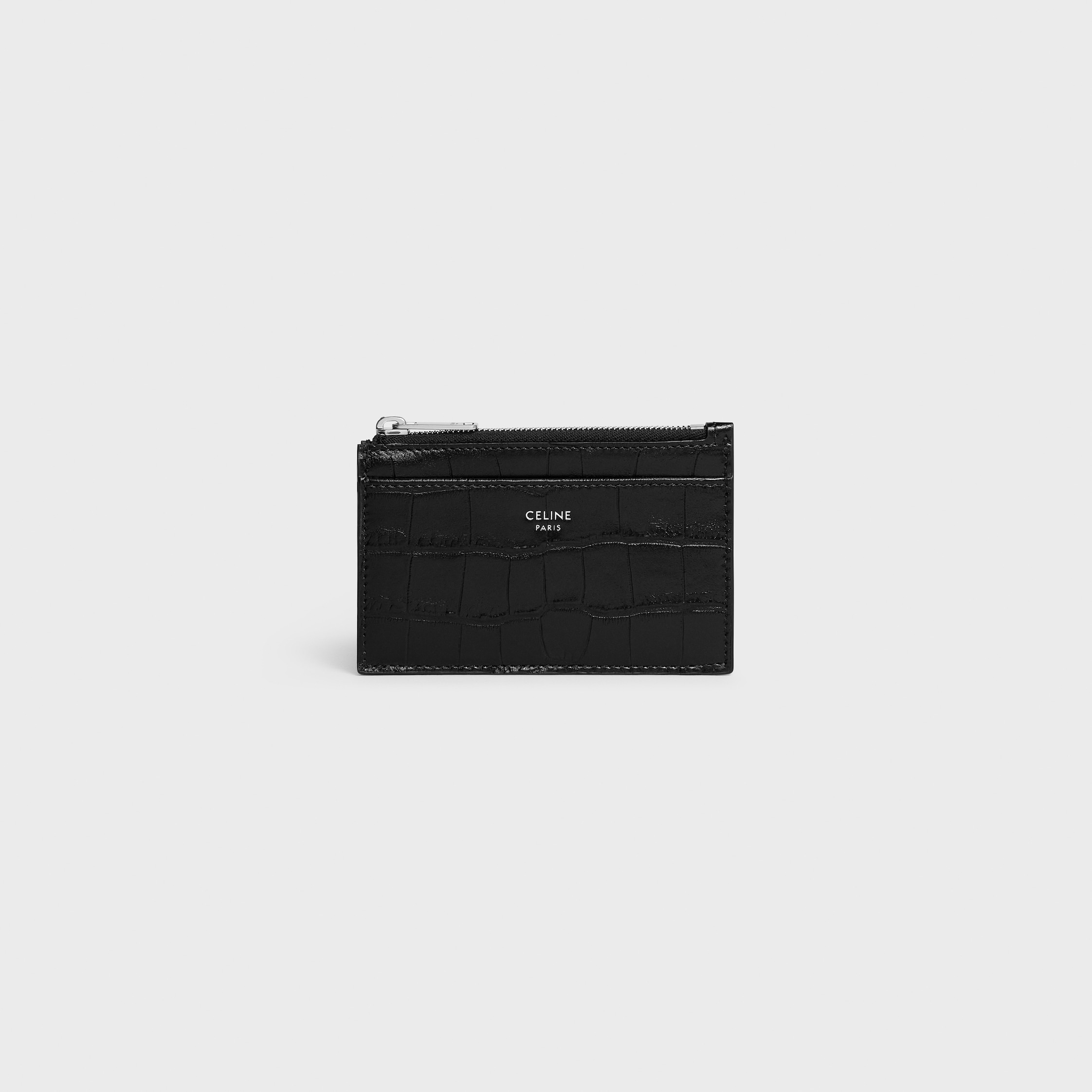 ジップ付きカードホルダー / クロコダイル型押しカーフスキン