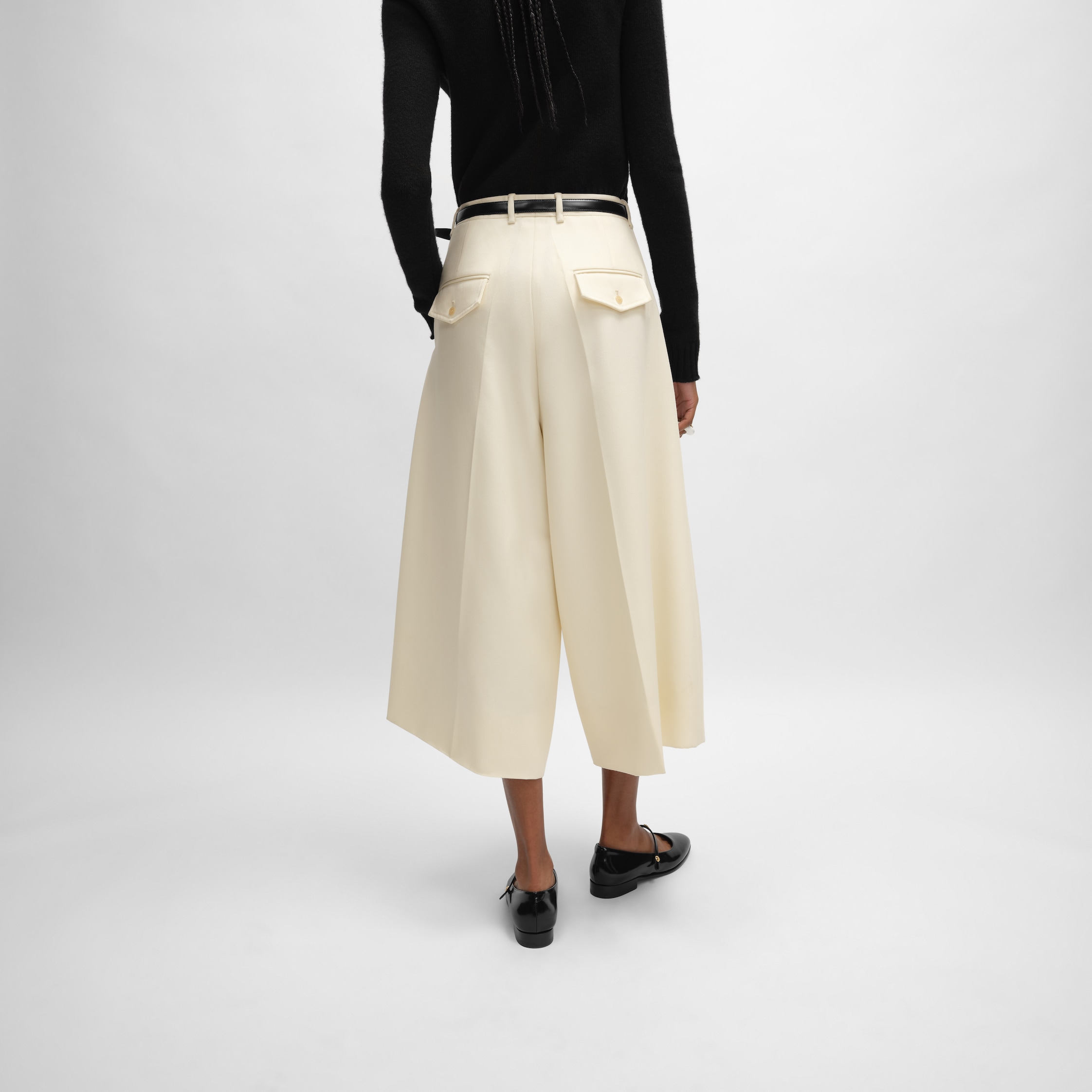 montauk cropped trousers IN DIAGONAL WOOL - IVORY | CELINE