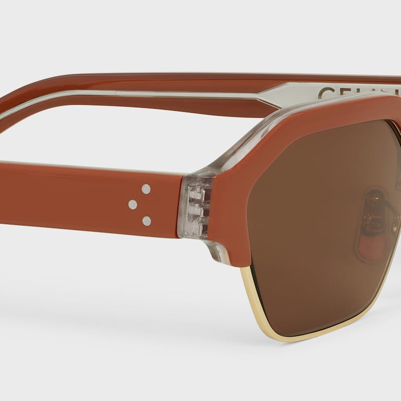 Black Frame 63 sunglasses in Acetate and Metal - Rust / Light Gold -  - 1 | CELINE