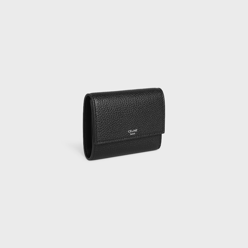 Tri-fold Wallet IN GRAINED CALFSKIN - BLACK - LUCKY DAY SELECTION - 1 | CELINE