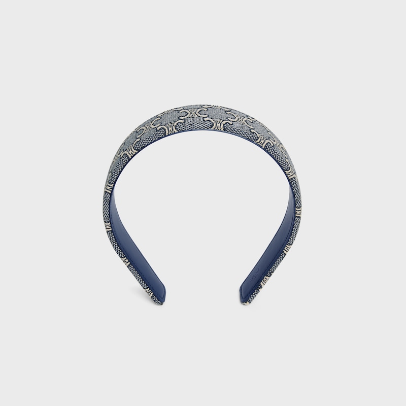 CINTA PARA LA CABEZA TRIOMPHE CON JAQUARD CELINE DE ALGOD&Oacute;N, POLIAMIDA, POLI&Eacute;STER Y PIEL DE BECERRO - AZUL MARINO&nbsp;/&nbsp;CRUDO - ACCESORIOS PARA EL CABELLO - 1 | CELINE