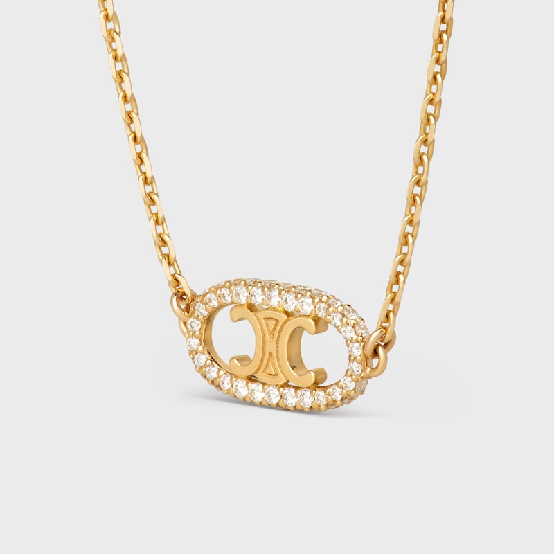 Maillon Triomphe Bracelet in Yellow Gold and Diamonds - Yellow Gold & White -  - 1 | CELINE