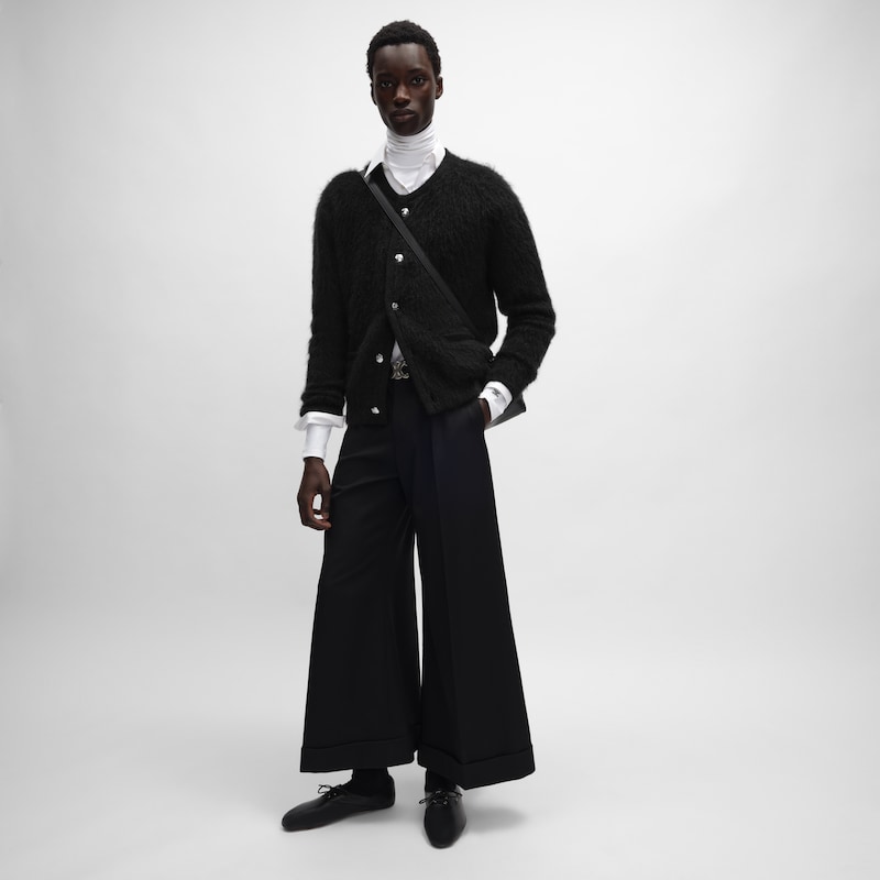 Cardigan in mohair spazzolato - NERO -  - 1 | CELINE