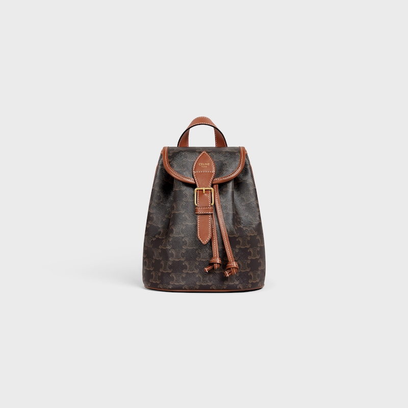 MINI BACKPACK FOLCO IN Triomphe Canvas and calfskin - TAN - TRIOMPHE CANVAS - 1 | CELINE