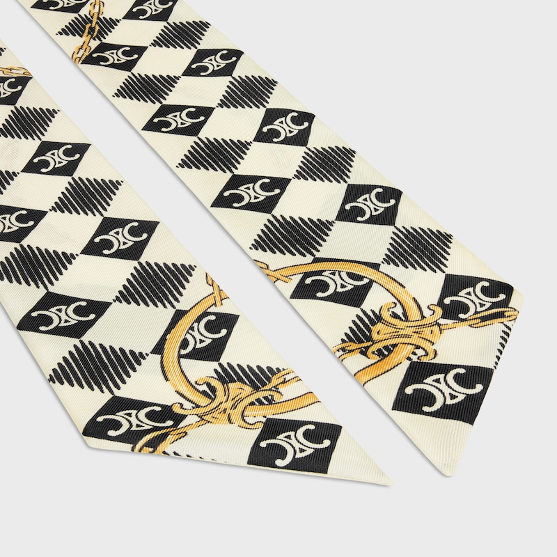 lavalliere IN silk twill - CREME/BRUN -  - 1 | CELINE