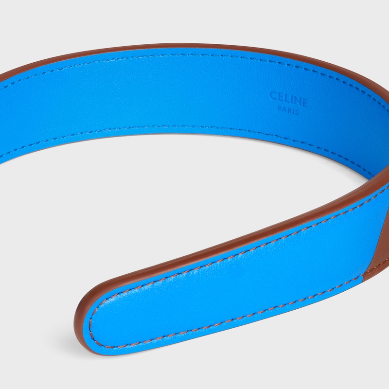 CELINE BICOLOR HEADBAND IN LAMBSKIN - BROWN / ULTRA BLUE - HAIR ACCESSORIES - 1 | CELINE