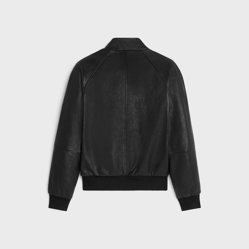 CAZADORA CON CREMALLERA DE PIEL DE CORDERO SUAVE - NEGRO -  - 1 | CELINE