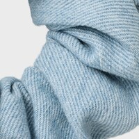 Celine Scrunchy Denim棉質及金色飾面黃銅髮圈 - 金色 / 藍色 -  - 1 | CELINE