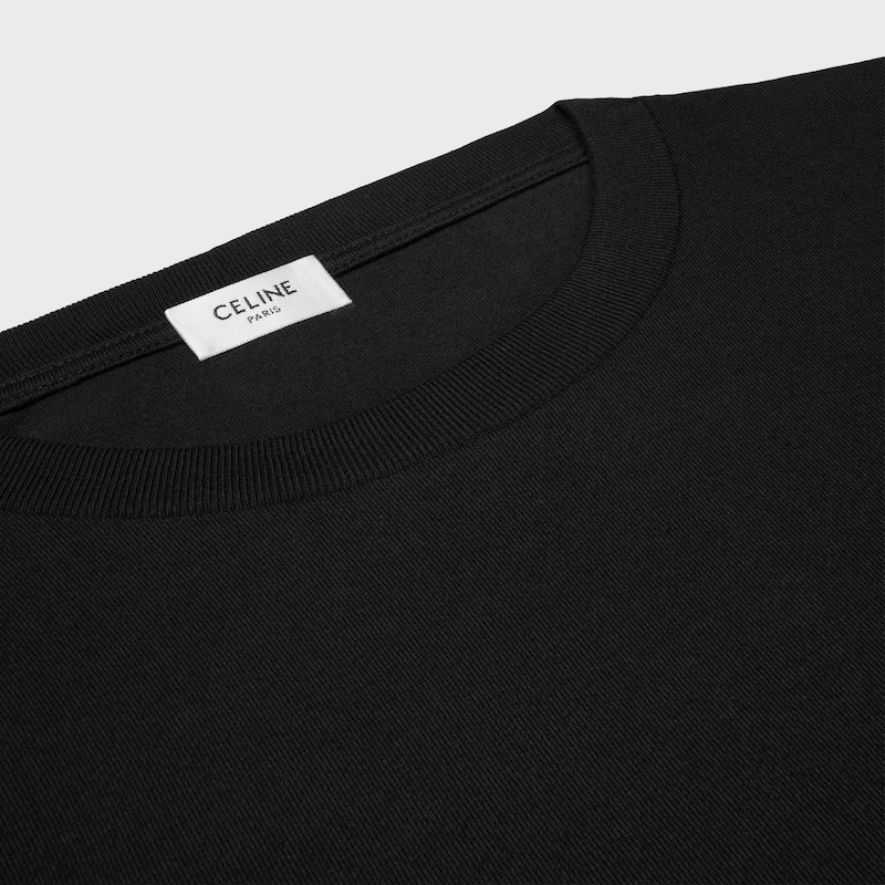 t-shirt larga EM malha de algodão - PRETO / BRANCO - - 1 | CELINE