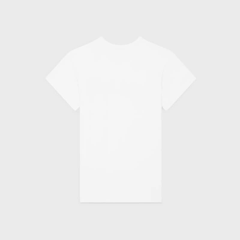 regular t-shirt IN RIBBED COTTON JERSEY - OPTIC WHITE / BLACK -  - 1 | CELINE