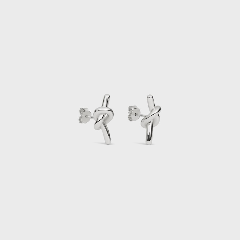 KNOT STUDS IN BRASS WITH RHODIUM FINISH - SILVER - EARRINGS - 1 | CELINE