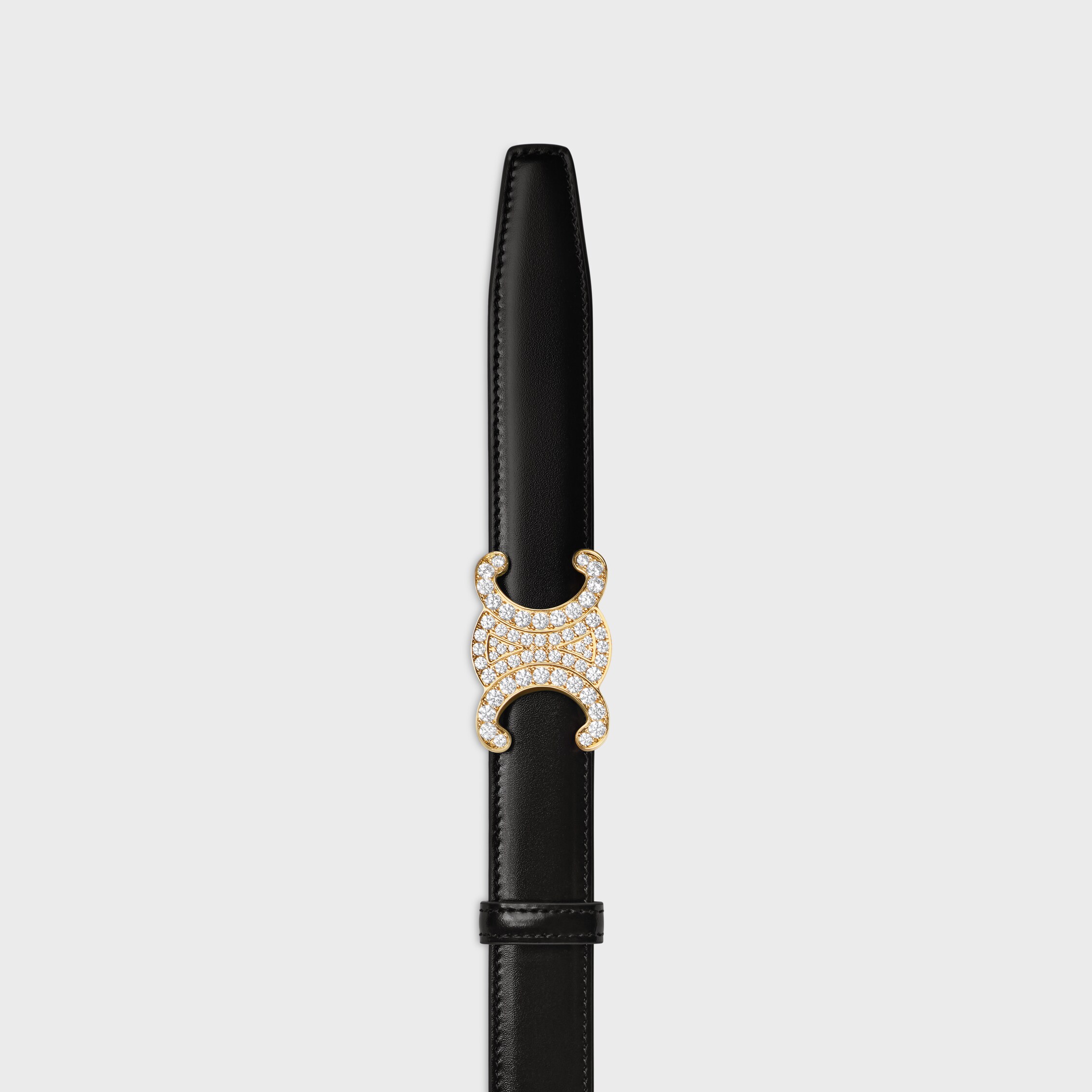 TRIOMPHE BUCKLE & REVERSIBLE STRAP 25MM - BLACK / TAN | CELINE