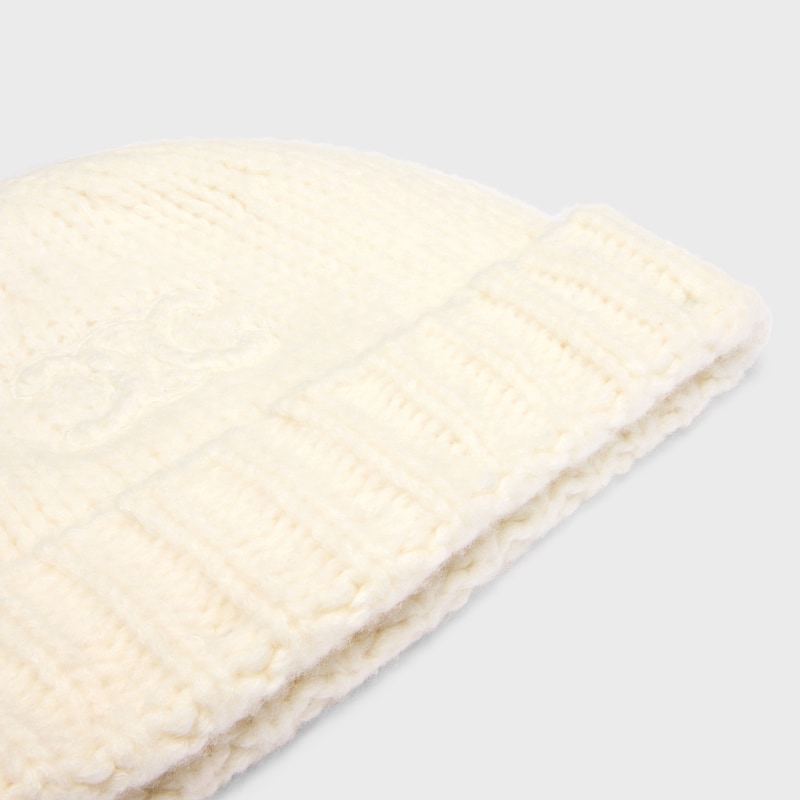 triomphe beanie IN cashmere and silk - OFF WHITE -  - 1 | CELINE