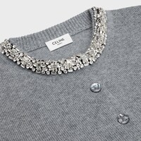 Cardigan cropped brodé cachemire - MEDIUM GREY -  - 1 | CELINE