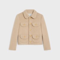 Claudine collar jacket in camel wool - SABLE BLANC -  - 1 | CELINE