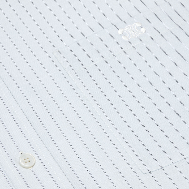 cropped shirt IN COTTON CHAMBRAY - GLACIER/BLACK -  - 1 | CELINE